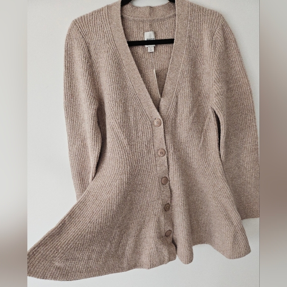 NWT Maeve Wool Blend Hourglass Ribbed Knit Cardigan Sweater Anthropologie Sz L - Picture 10 of 16